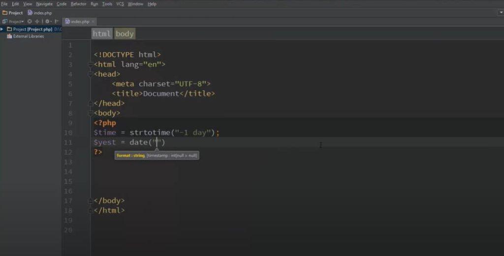 На фото изображен программный код в phpStorm.