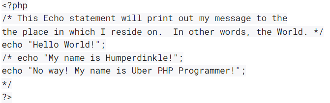 Комментарии в PHP