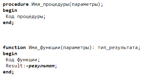 Функции на языке Delphi
